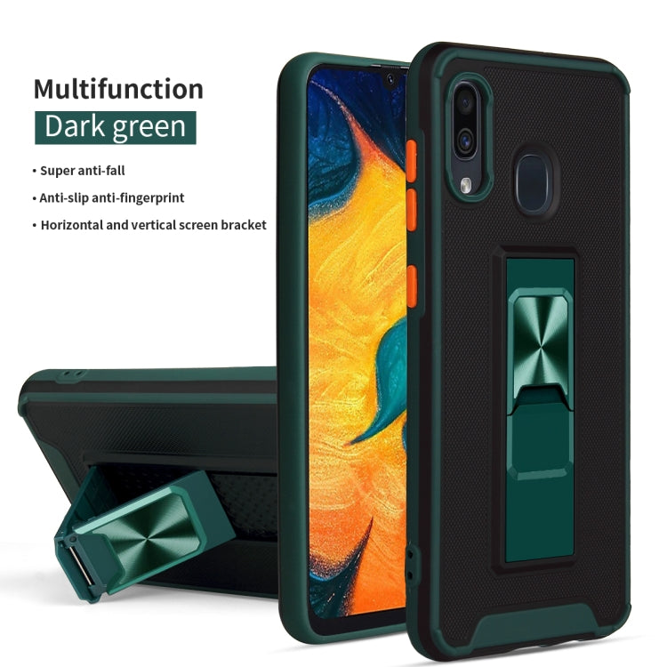 For Samsung Galaxy A30 Dual-color Skin Feel TPU + PC Magnetic Shockproof Case with Invisible Holder