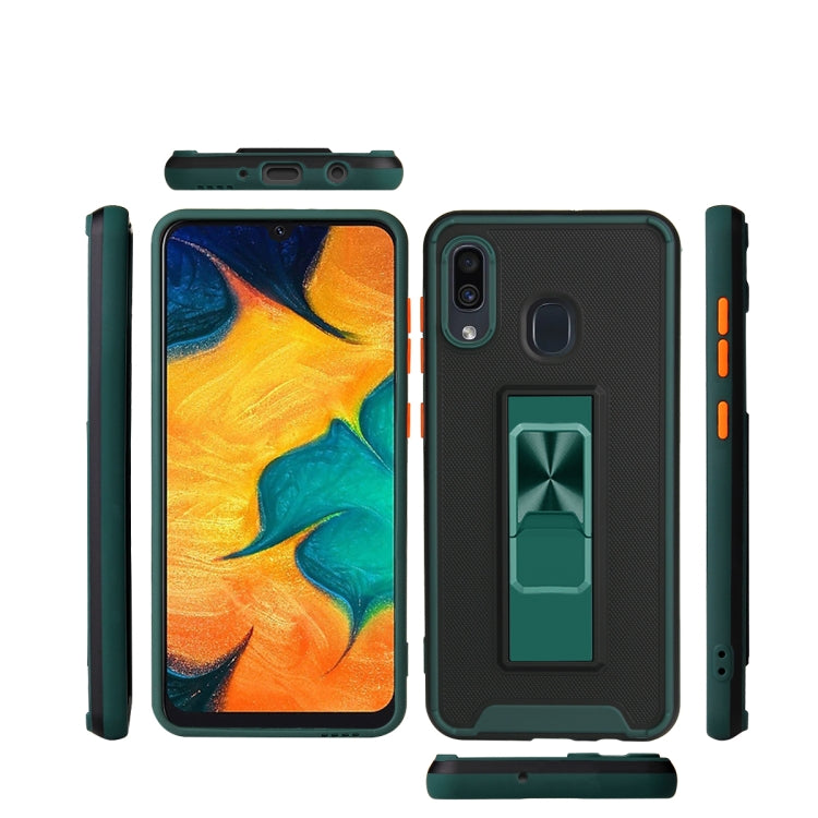 For Samsung Galaxy A30 Dual-color Skin Feel TPU + PC Magnetic Shockproof Case with Invisible Holder