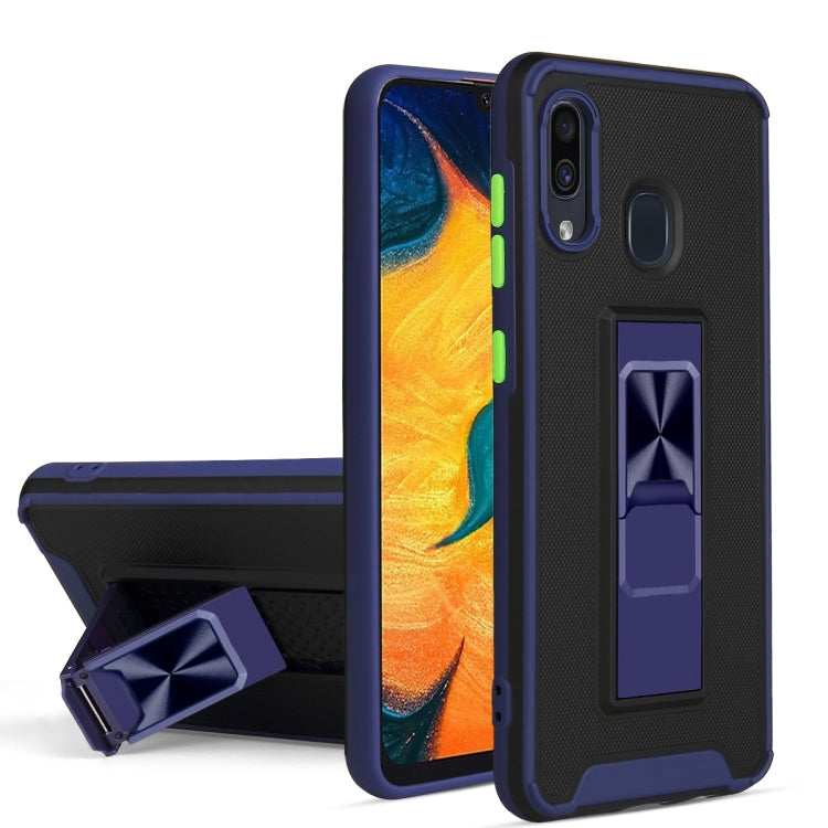 For Samsung Galaxy A30 Dual-color Skin Feel TPU + PC Magnetic Shockproof Case with Invisible Holder
