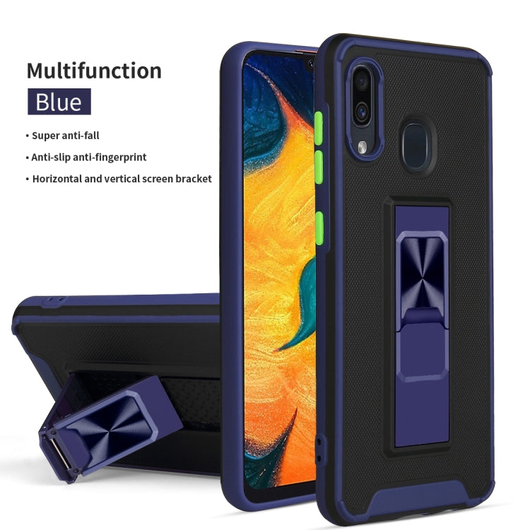 For Samsung Galaxy A30 Dual-color Skin Feel TPU + PC Magnetic Shockproof Case with Invisible Holder