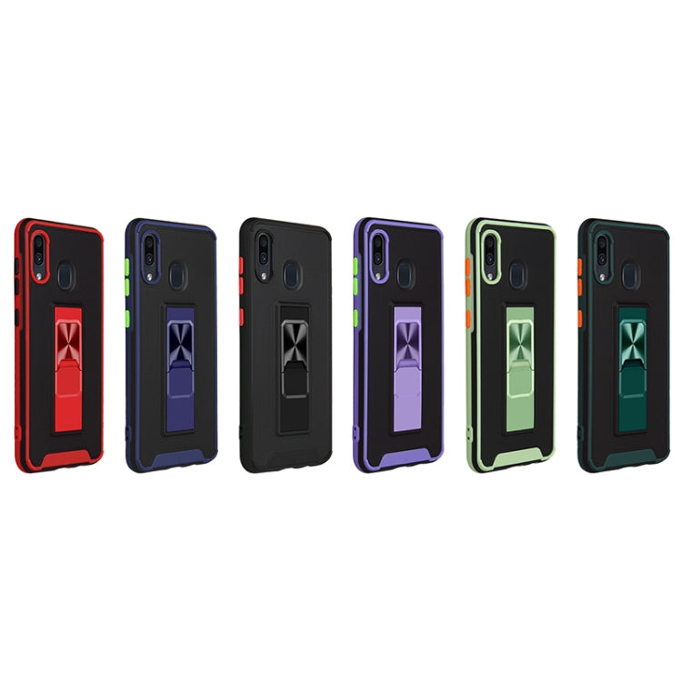 For Samsung Galaxy A30 Dual-color Skin Feel TPU + PC Magnetic Shockproof Case with Invisible Holder