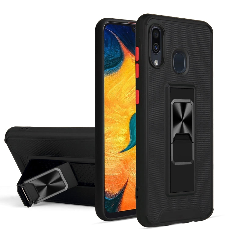 For Samsung Galaxy A30 Dual-color Skin Feel TPU + PC Magnetic Shockproof Case with Invisible Holder