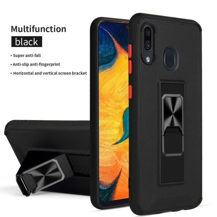 For Samsung Galaxy A30 Dual-color Skin Feel TPU + PC Magnetic Shockproof Case with Invisible Holder