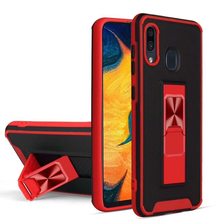For Samsung Galaxy A30 Dual-color Skin Feel TPU + PC Magnetic Shockproof Case with Invisible Holder