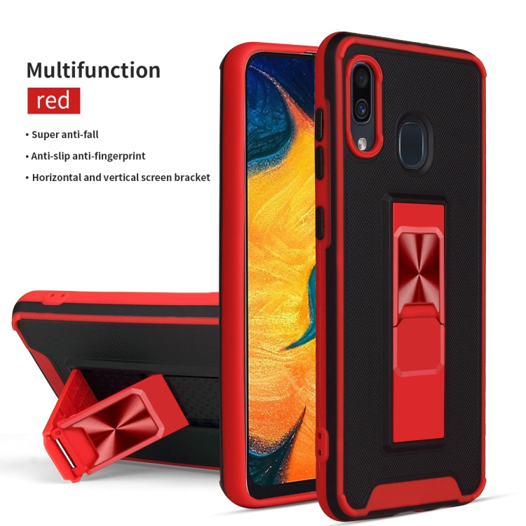 For Samsung Galaxy A30 Dual-color Skin Feel TPU + PC Magnetic Shockproof Case with Invisible Holder