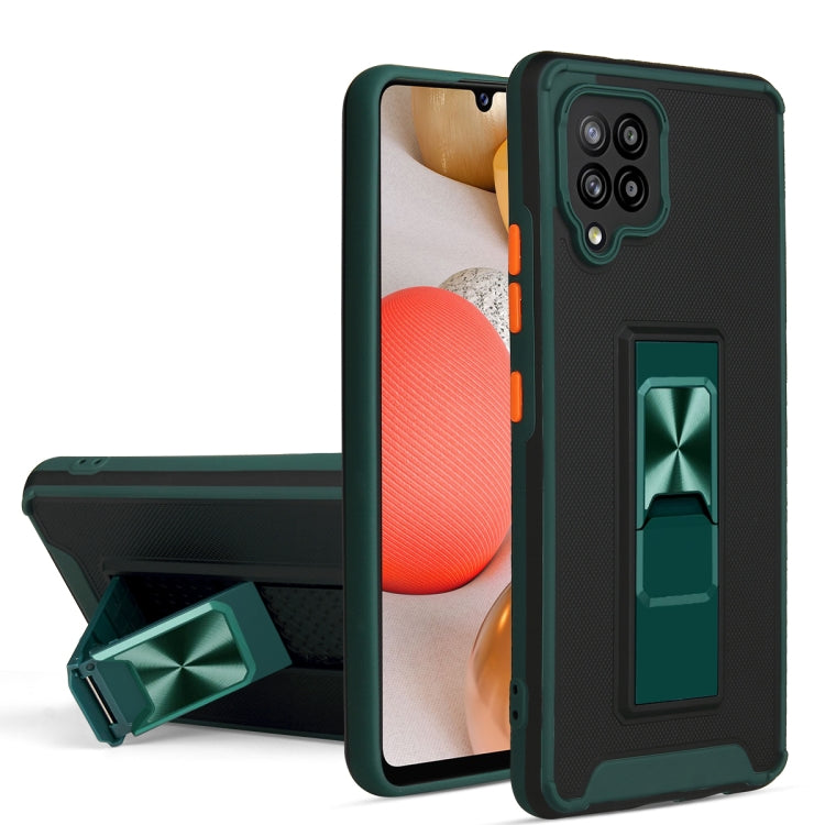 For Samsung Galaxy A42 5G Dual-color Skin Feel TPU + PC Magnetic Shockproof Case with Invisible Holder