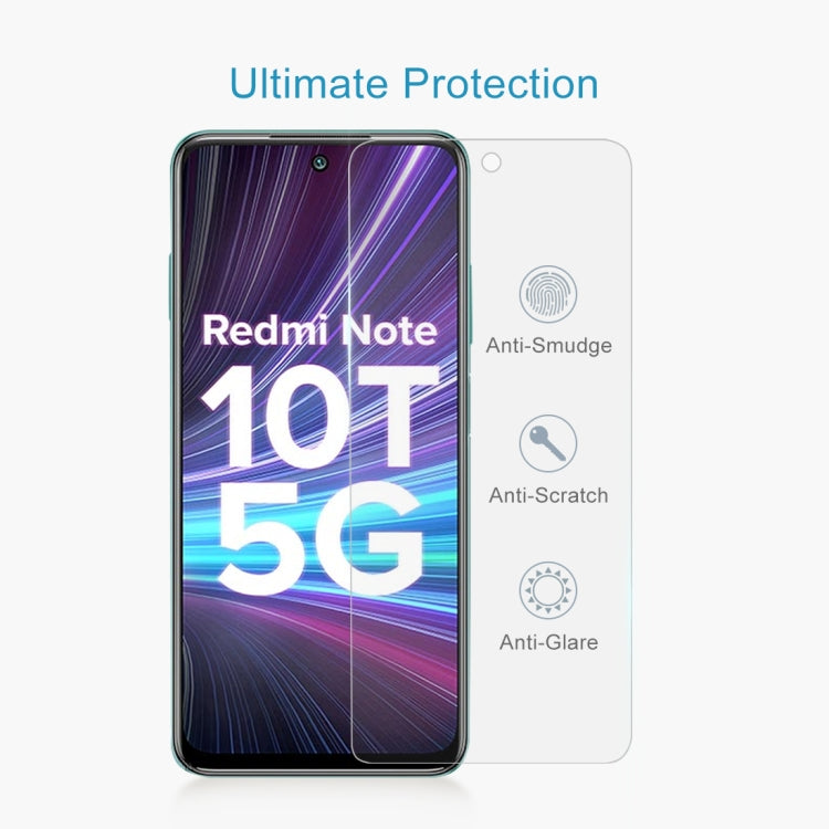 For Xiaomi Redmi Note 10T 5G 10 PCS 0.26mm 9H 2.5D Tempered Glass Film