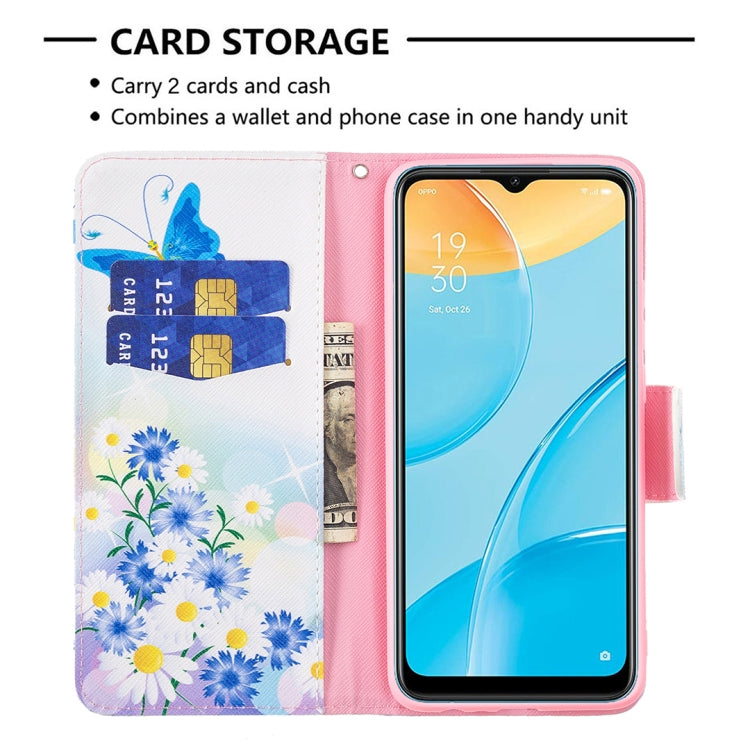 For OPPO A15 Colored Drawing Pattern Horizontal Flip Leather Case with Holder & Card Slots & Wallet