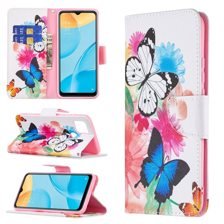 For OPPO A15 Colored Drawing Pattern Horizontal Flip Leather Case with Holder & Card Slots & Wallet
