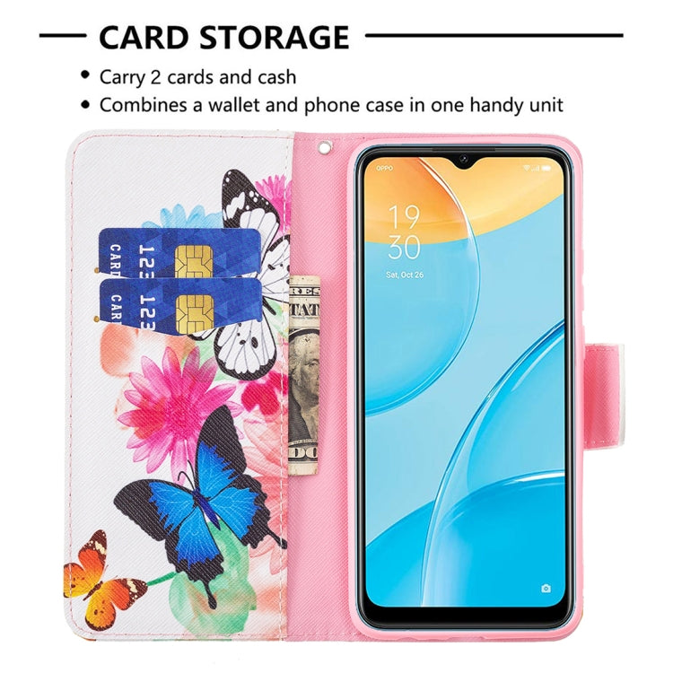 For OPPO A15 Colored Drawing Pattern Horizontal Flip Leather Case with Holder & Card Slots & Wallet