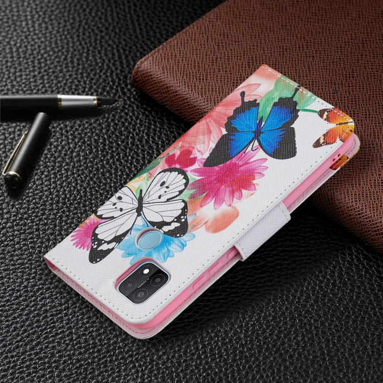 For OPPO A15 Colored Drawing Pattern Horizontal Flip Leather Case with Holder & Card Slots & Wallet