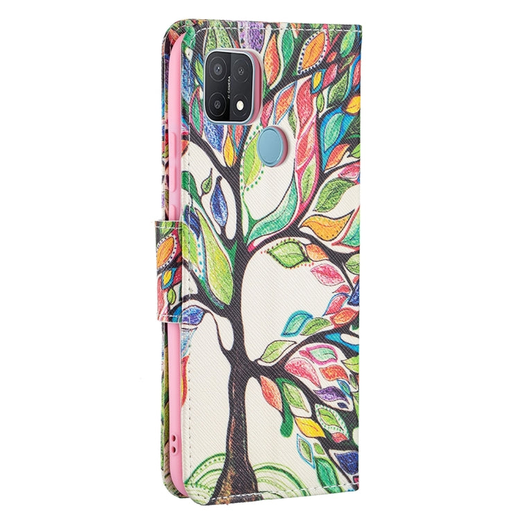 For OPPO A15 Colored Drawing Pattern Horizontal Flip Leather Case with Holder & Card Slots & Wallet