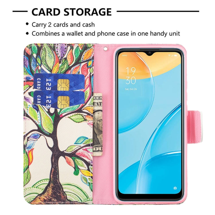 For OPPO A15 Colored Drawing Pattern Horizontal Flip Leather Case with Holder & Card Slots & Wallet