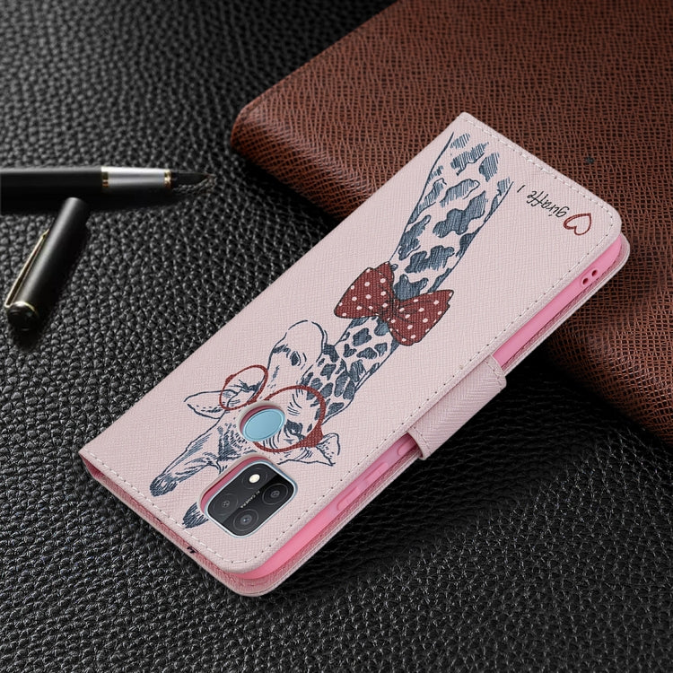 For OPPO A15 Colored Drawing Pattern Horizontal Flip Leather Case with Holder & Card Slots & Wallet