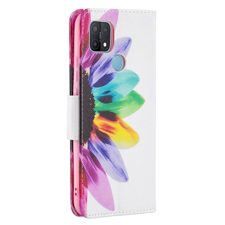 For OPPO A15 Colored Drawing Pattern Horizontal Flip Leather Case with Holder & Card Slots & Wallet