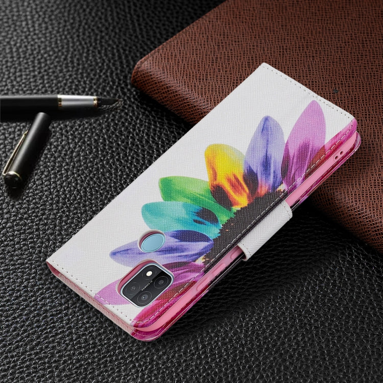For OPPO A15 Colored Drawing Pattern Horizontal Flip Leather Case with Holder & Card Slots & Wallet