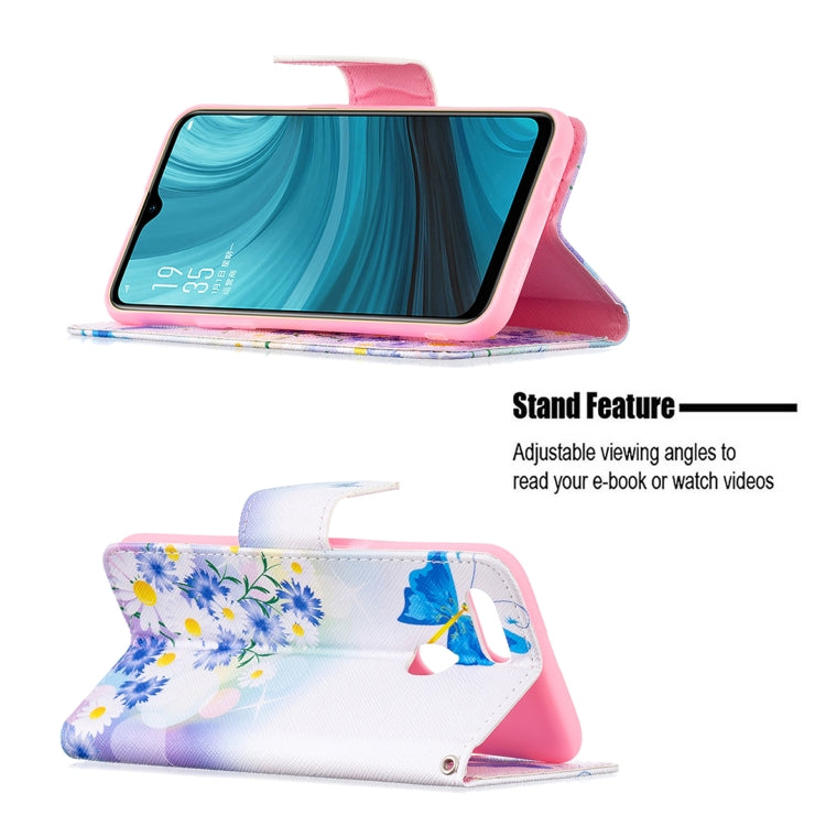 For OPPO A7 Colored Drawing Pattern Horizontal Flip Leather Case with Holder & Card Slots & Wallet