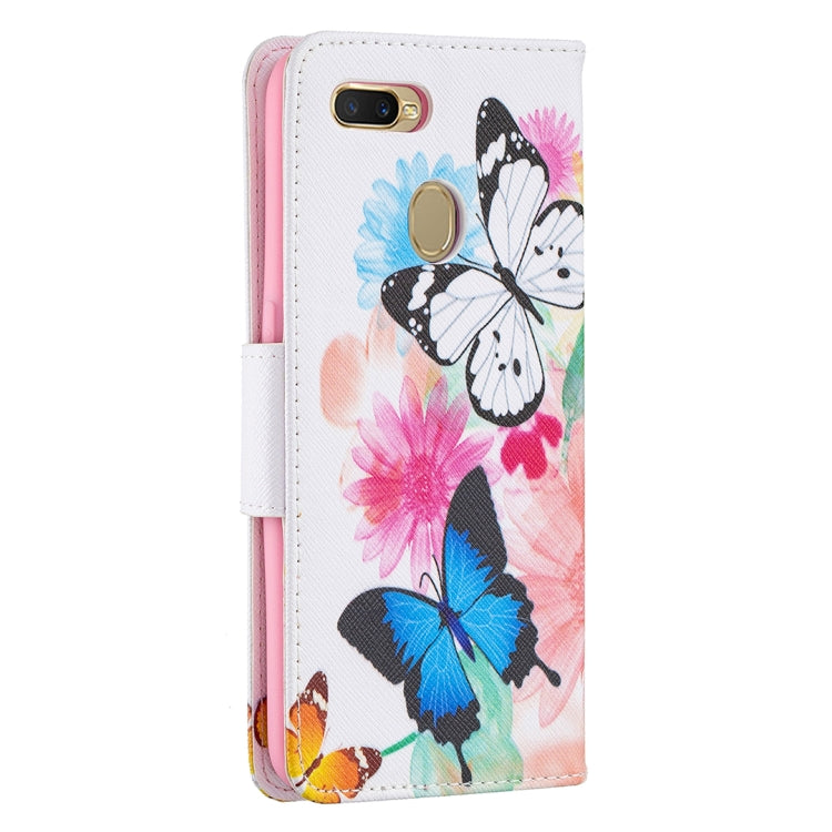 For OPPO A7 Colored Drawing Pattern Horizontal Flip Leather Case with Holder & Card Slots & Wallet