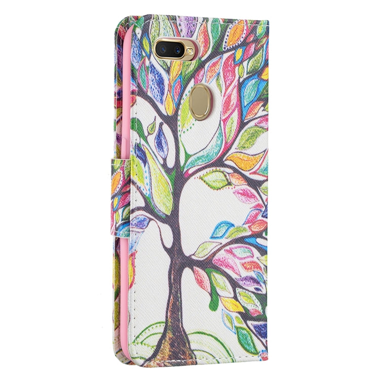 For OPPO A7 Colored Drawing Pattern Horizontal Flip Leather Case with Holder & Card Slots & Wallet