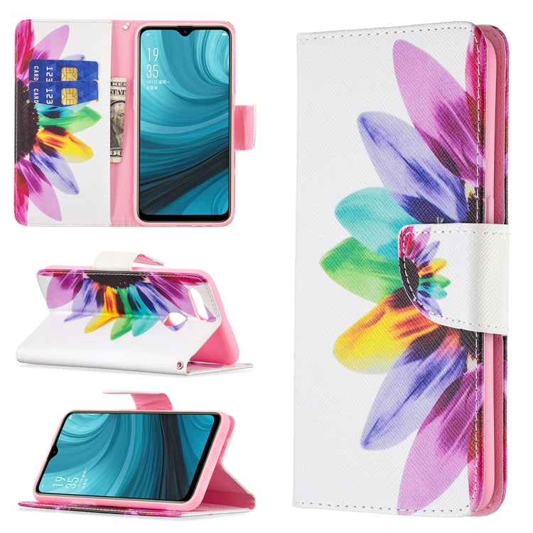 For OPPO A7 Colored Drawing Pattern Horizontal Flip Leather Case with Holder & Card Slots & Wallet