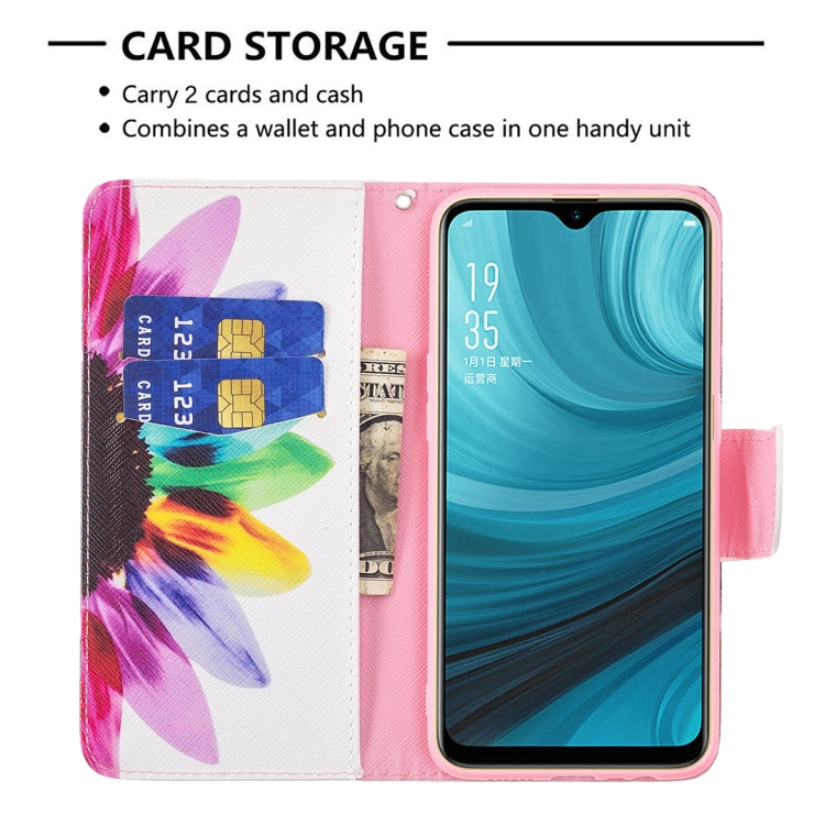For OPPO A7 Colored Drawing Pattern Horizontal Flip Leather Case with Holder & Card Slots & Wallet