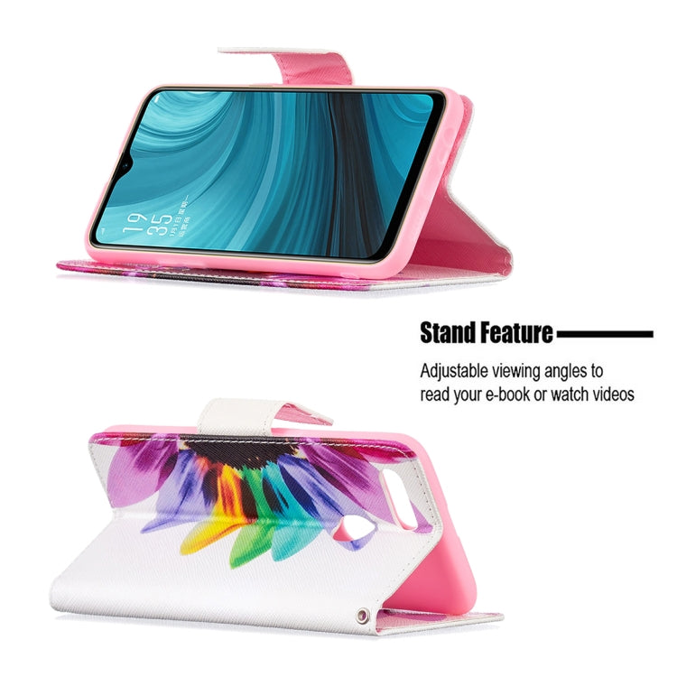 For OPPO A7 Colored Drawing Pattern Horizontal Flip Leather Case with Holder & Card Slots & Wallet