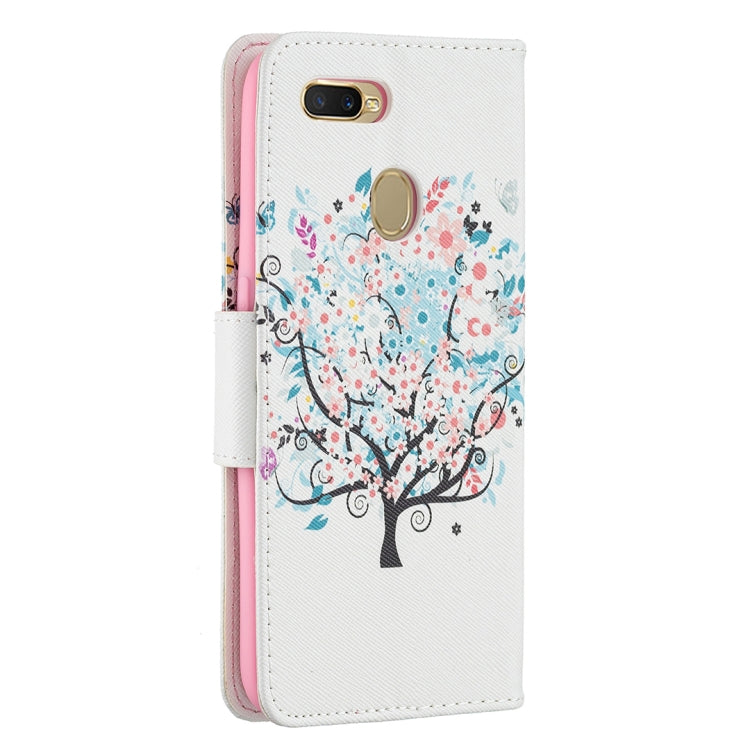 For OPPO A7 Colored Drawing Pattern Horizontal Flip Leather Case with Holder & Card Slots & Wallet