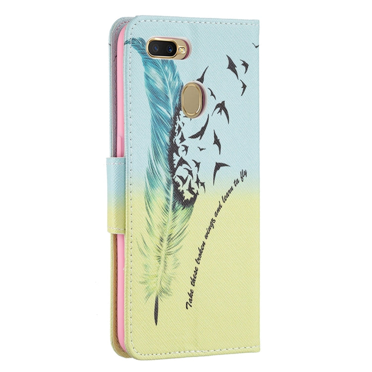 For OPPO A7 Colored Drawing Pattern Horizontal Flip Leather Case with Holder & Card Slots & Wallet
