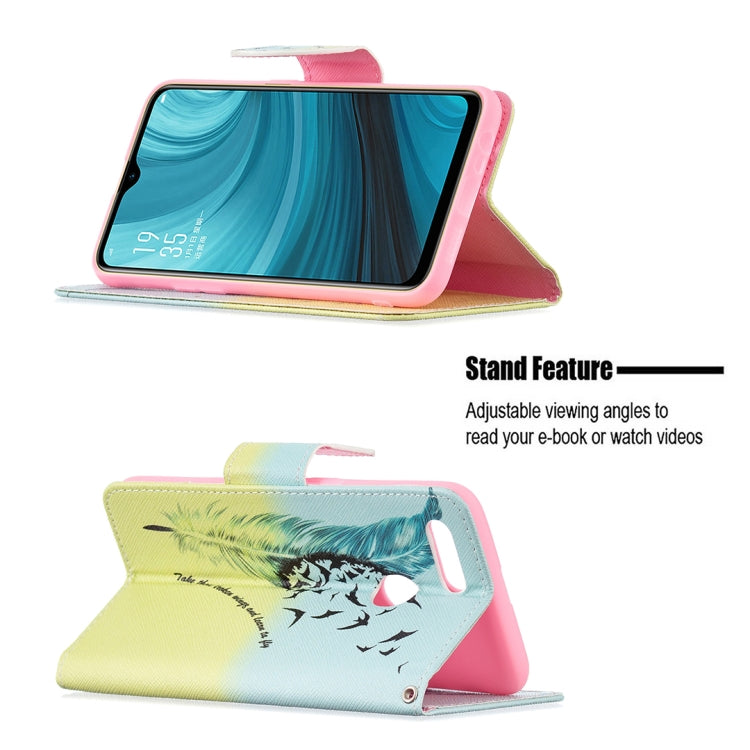 For OPPO A7 Colored Drawing Pattern Horizontal Flip Leather Case with Holder & Card Slots & Wallet