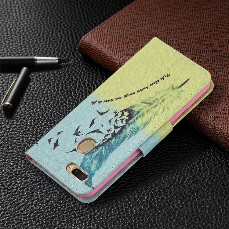 For OPPO A7 Colored Drawing Pattern Horizontal Flip Leather Case with Holder & Card Slots & Wallet
