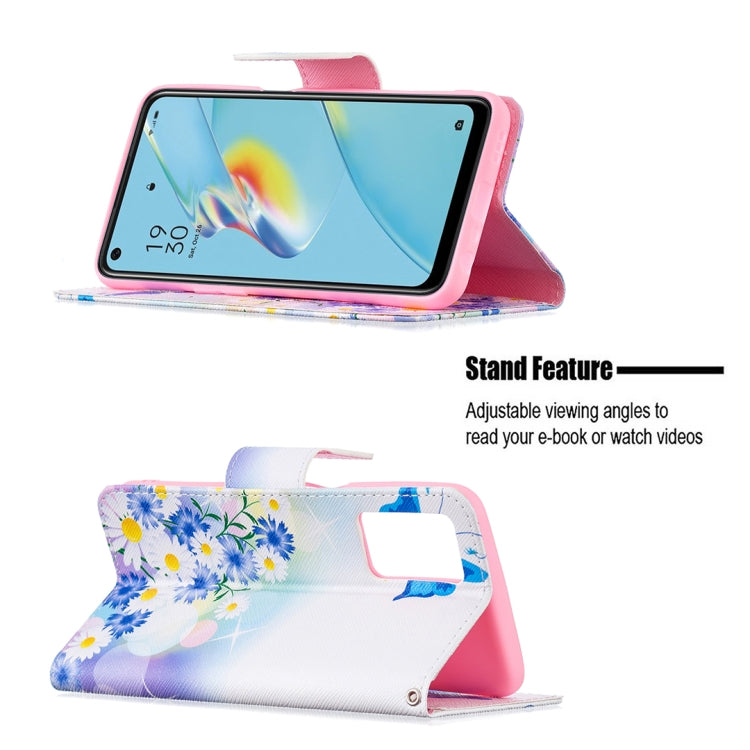 For OPPO A54 4G / A55 5G Colored Drawing Pattern Horizontal Flip Leather Case with Holder & Card Slots & Wallet