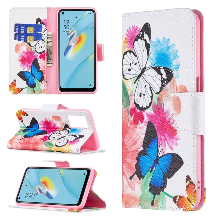 For OPPO A54 4G / A55 5G Colored Drawing Pattern Horizontal Flip Leather Case with Holder & Card Slots & Wallet