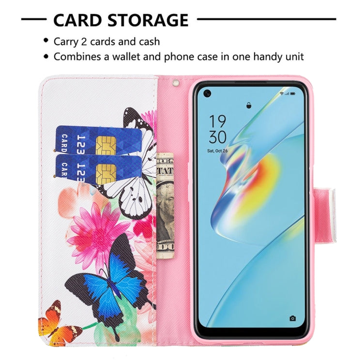For OPPO A54 4G / A55 5G Colored Drawing Pattern Horizontal Flip Leather Case with Holder & Card Slots & Wallet