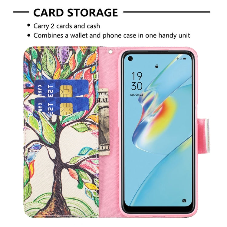 For OPPO A54 4G / A55 5G Colored Drawing Pattern Horizontal Flip Leather Case with Holder & Card Slots & Wallet