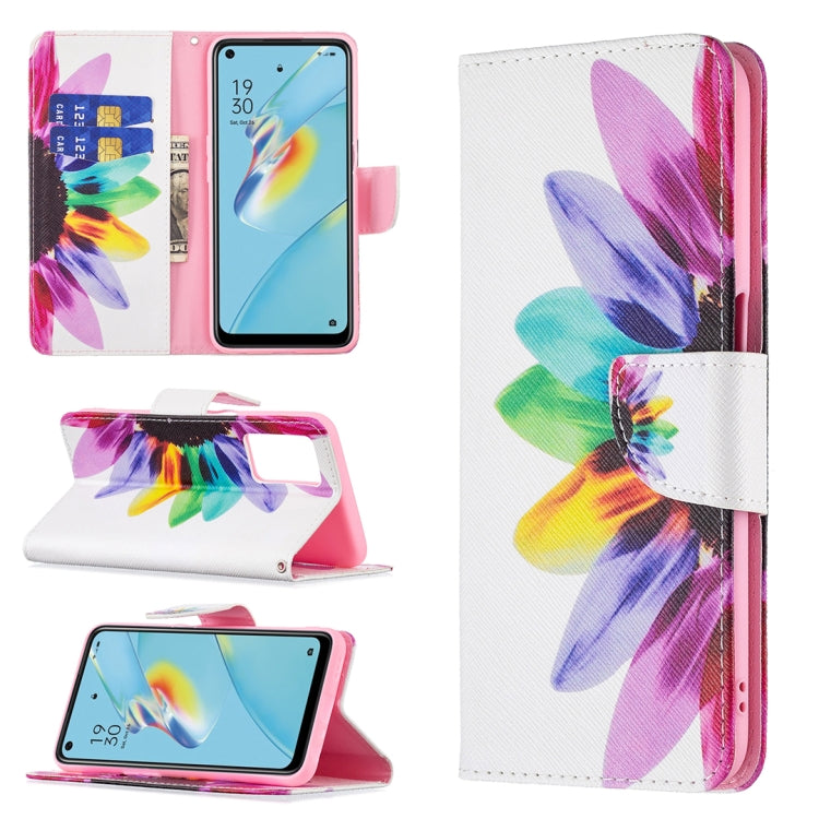 For OPPO A54 4G / A55 5G Colored Drawing Pattern Horizontal Flip Leather Case with Holder & Card Slots & Wallet