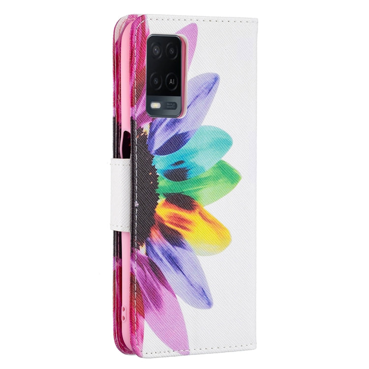 For OPPO A54 4G / A55 5G Colored Drawing Pattern Horizontal Flip Leather Case with Holder & Card Slots & Wallet