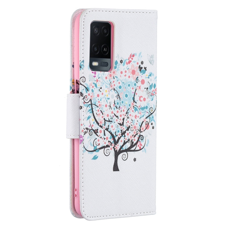 For OPPO A54 4G / A55 5G Colored Drawing Pattern Horizontal Flip Leather Case with Holder & Card Slots & Wallet