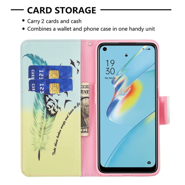 For OPPO A54 4G / A55 5G Colored Drawing Pattern Horizontal Flip Leather Case with Holder & Card Slots & Wallet