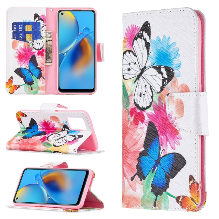 For OPPO A74 4G / F19 4G Colored Drawing Pattern Horizontal Flip Leather Case with Holder & Card Slots & Wallet