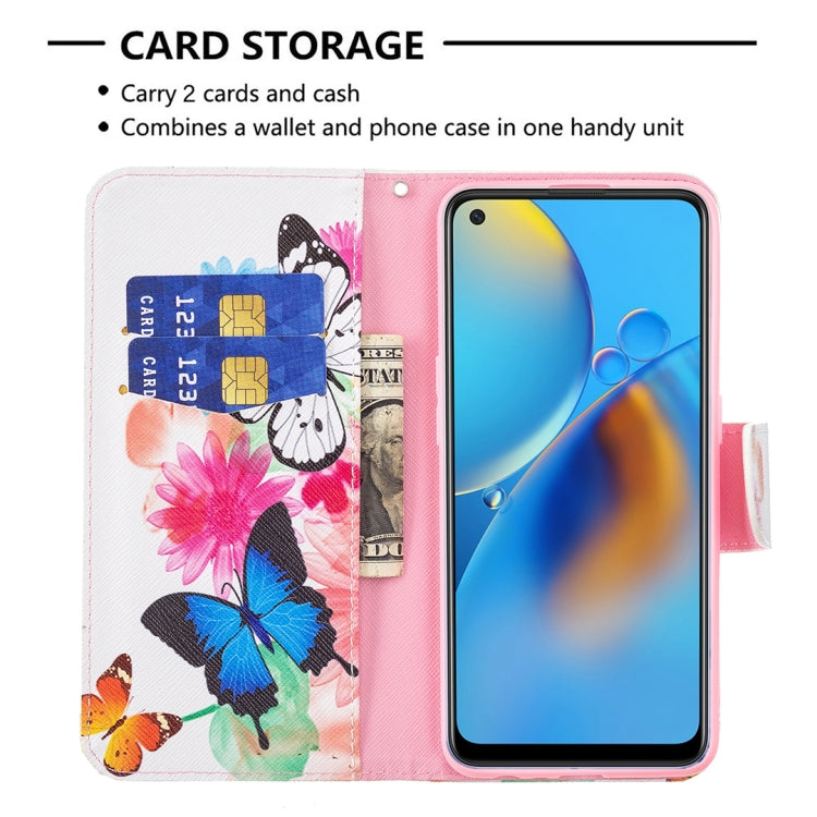 For OPPO A74 4G / F19 4G Colored Drawing Pattern Horizontal Flip Leather Case with Holder & Card Slots & Wallet