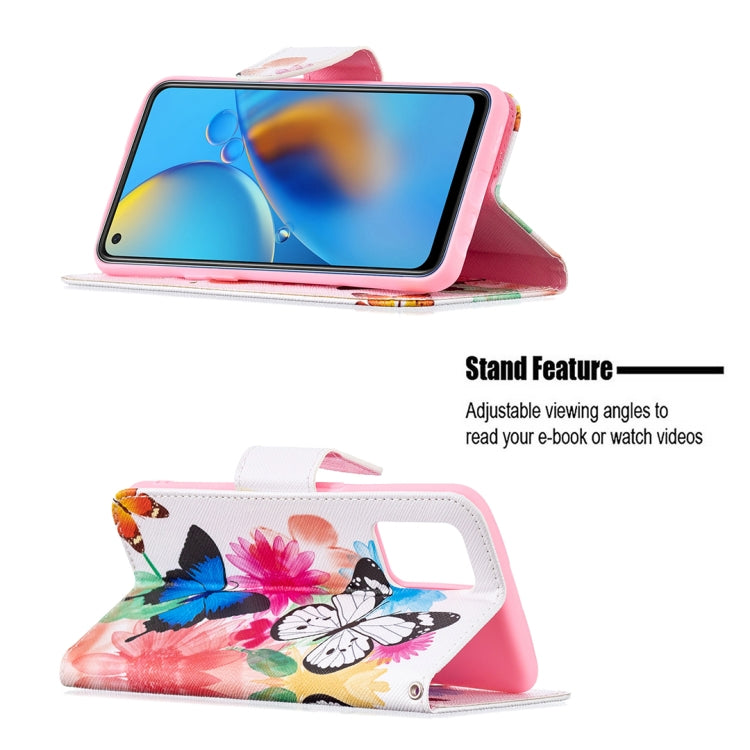 For OPPO A74 4G / F19 4G Colored Drawing Pattern Horizontal Flip Leather Case with Holder & Card Slots & Wallet