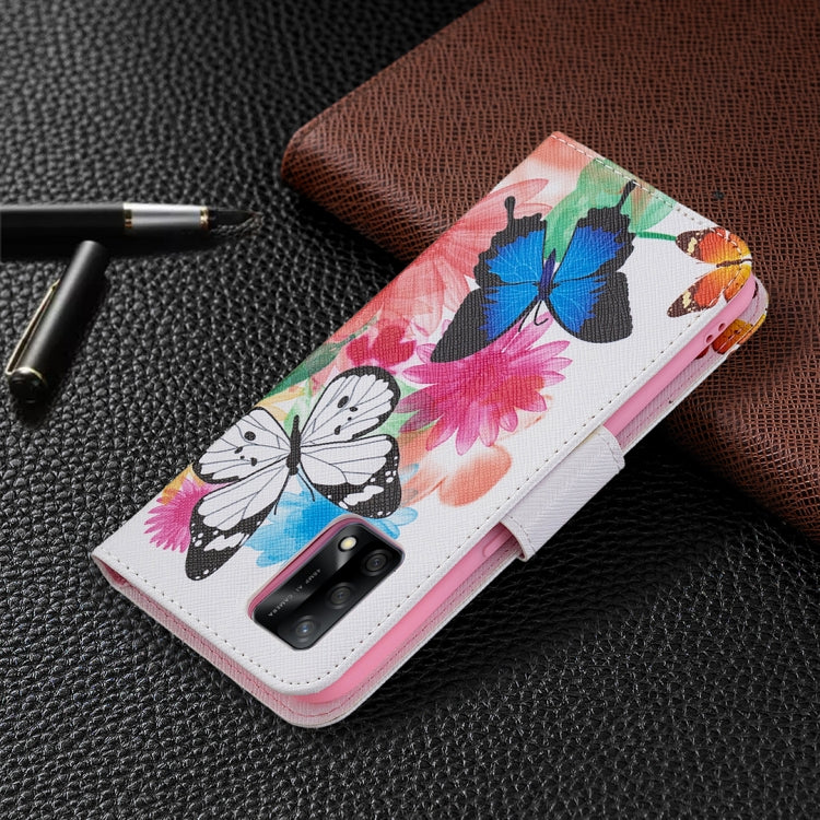 For OPPO A74 4G / F19 4G Colored Drawing Pattern Horizontal Flip Leather Case with Holder & Card Slots & Wallet