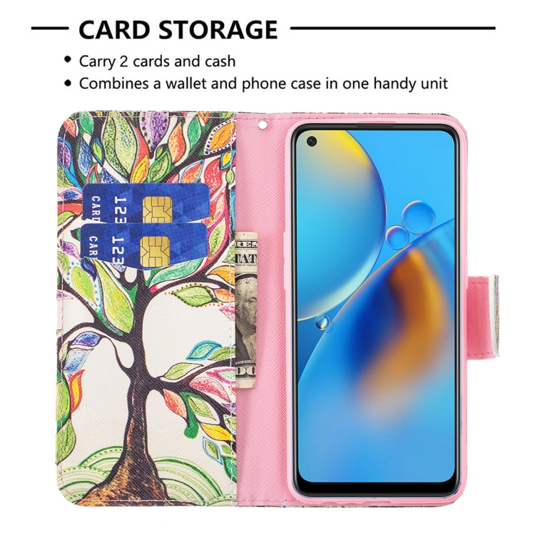 For OPPO A74 4G / F19 4G Colored Drawing Pattern Horizontal Flip Leather Case with Holder & Card Slots & Wallet