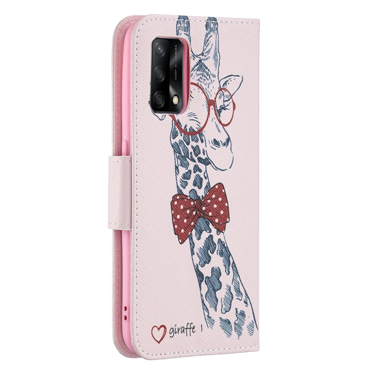 For OPPO A74 4G / F19 4G Colored Drawing Pattern Horizontal Flip Leather Case with Holder & Card Slots & Wallet