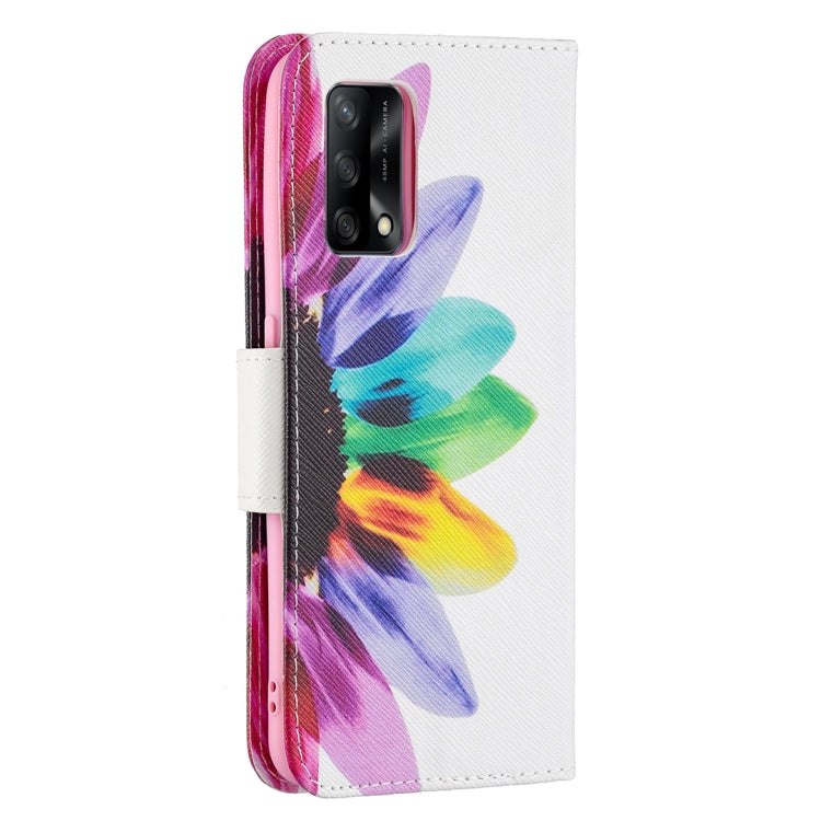 For OPPO A74 4G / F19 4G Colored Drawing Pattern Horizontal Flip Leather Case with Holder & Card Slots & Wallet