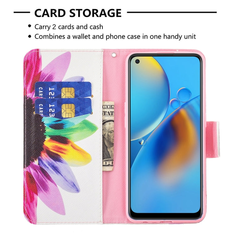 For OPPO A74 4G / F19 4G Colored Drawing Pattern Horizontal Flip Leather Case with Holder & Card Slots & Wallet