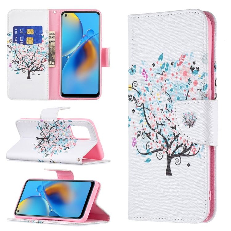 For OPPO A74 4G / F19 4G Colored Drawing Pattern Horizontal Flip Leather Case with Holder & Card Slots & Wallet