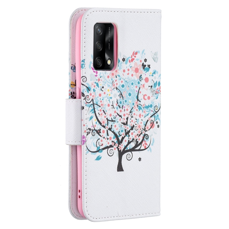 For OPPO A74 4G / F19 4G Colored Drawing Pattern Horizontal Flip Leather Case with Holder & Card Slots & Wallet