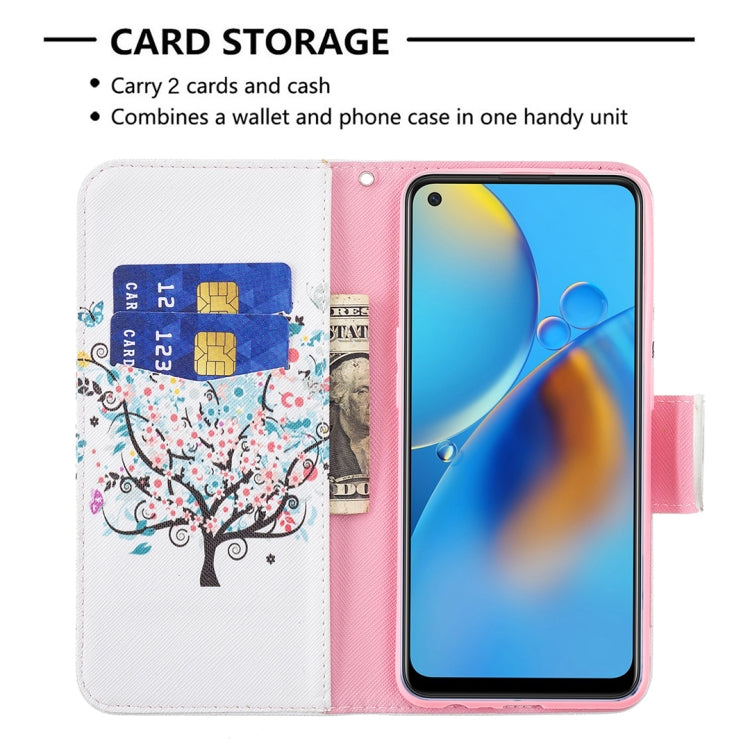 For OPPO A74 4G / F19 4G Colored Drawing Pattern Horizontal Flip Leather Case with Holder & Card Slots & Wallet