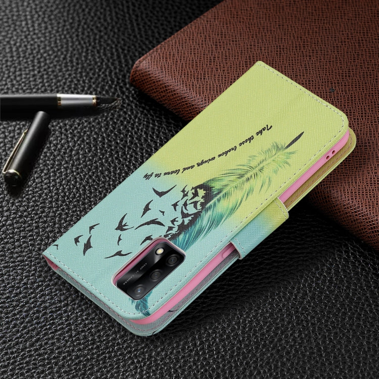 For OPPO A74 4G / F19 4G Colored Drawing Pattern Horizontal Flip Leather Case with Holder & Card Slots & Wallet